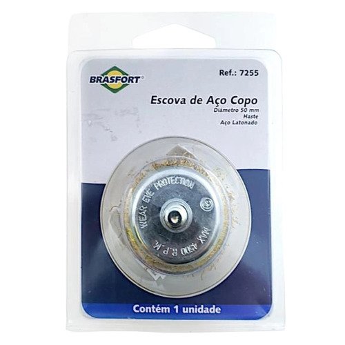 7255 Escova De  Aço Copo Diâmetro 50mm Com Haste Brasfort