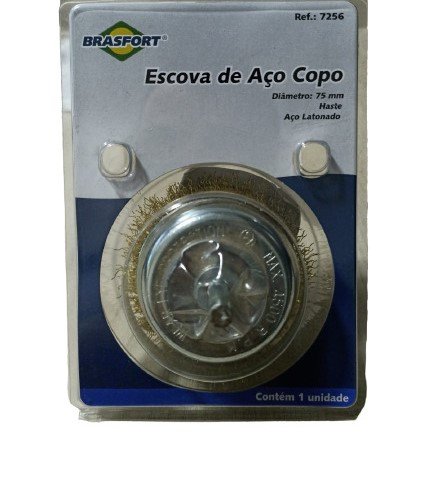 7256 Escova De Aço Copo Diâmetro 75mm Com Haste Brasfort