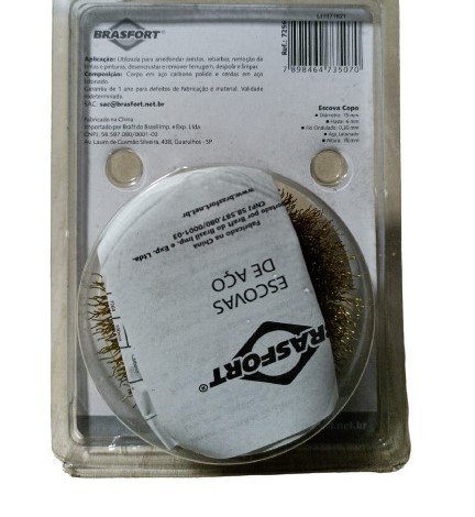 7256 Escova De Aço Copo Diâmetro 75mm Com Haste Brasfort