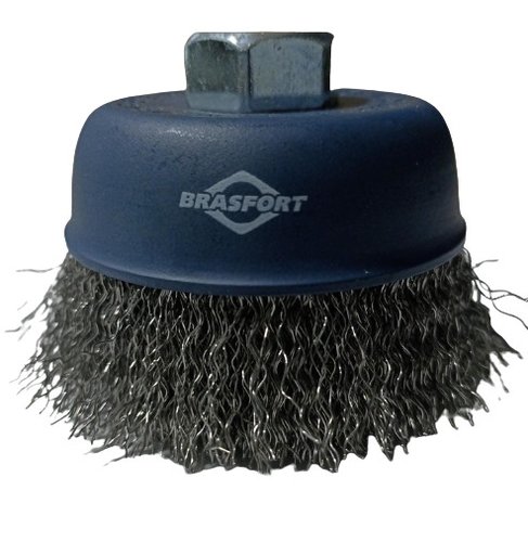 7258 Escova  Aço Copo Ondulada Diâmetro 85mm Rosca M14 Brasfort