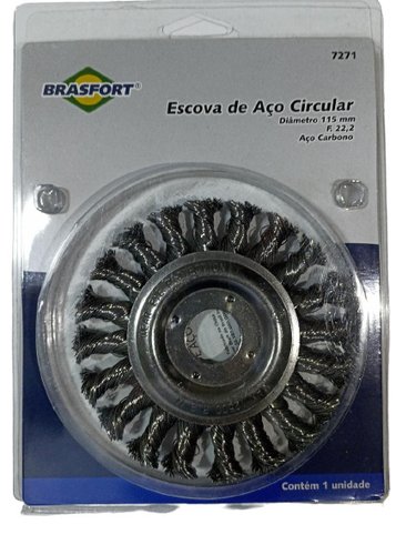 7271 Escova De Aço Circular Trançada Diâmetro 115mm Furo 22,2mm Brasfort
