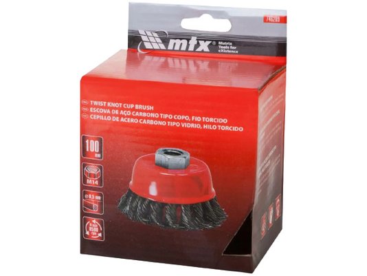 746289 Escova De Aço Tipo Copo Torcida Diâmetro 100mm Rosca M14 Mtx  