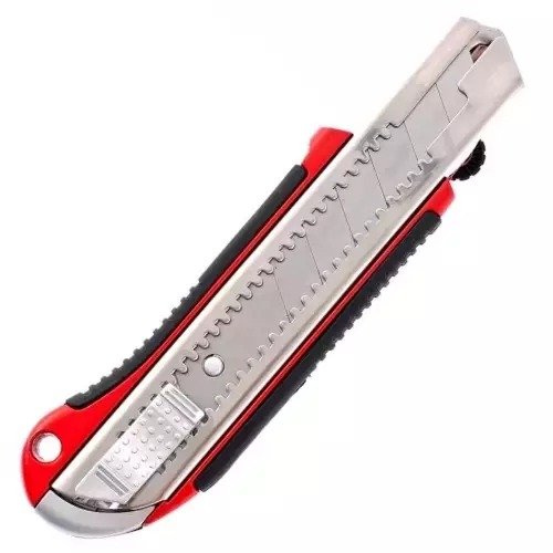 789599 Estilete 25mm Retrátil Reforçado Com Guia De Metal E Corpo Emborrachado Mtx