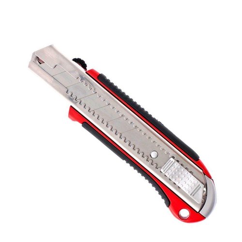 789599 Estilete 25mm Retrátil Reforçado Com Guia De Metal E Corpo Emborrachado Mtx