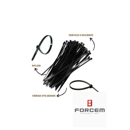 Abraçadeira de Nylon Forcem 7,6mm X 200mm Pac. c/ 100 UN