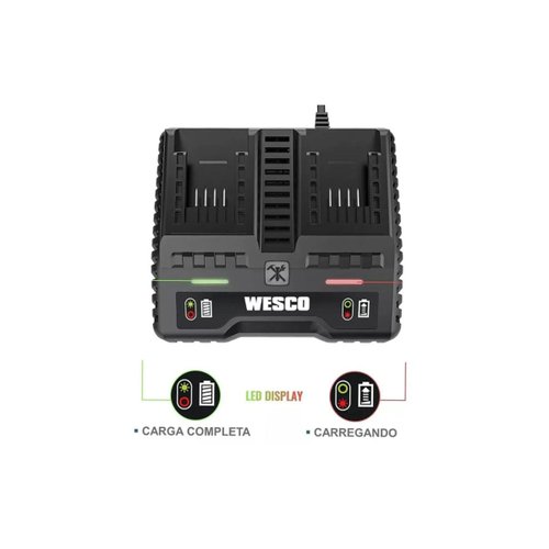 Carregador de Bateria Duplo 18V WESCO WS9919