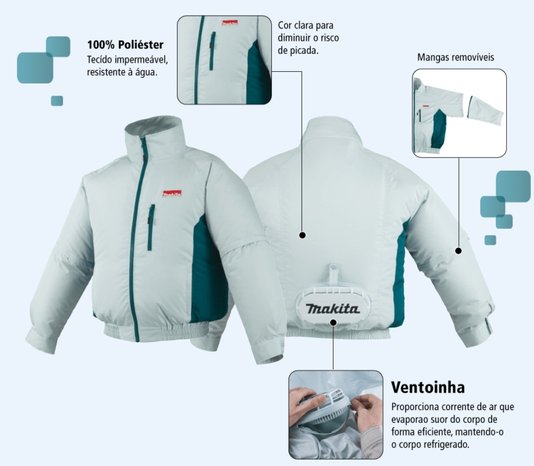 Jaqueta De Resfriamento A Bateria 18V Dfj201zxl Makita 