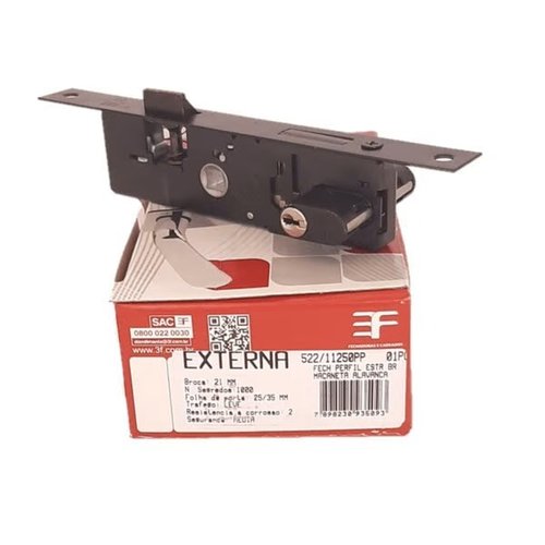 Fechadura 3F 522/11250 Perfil Estreito Grafite Br21