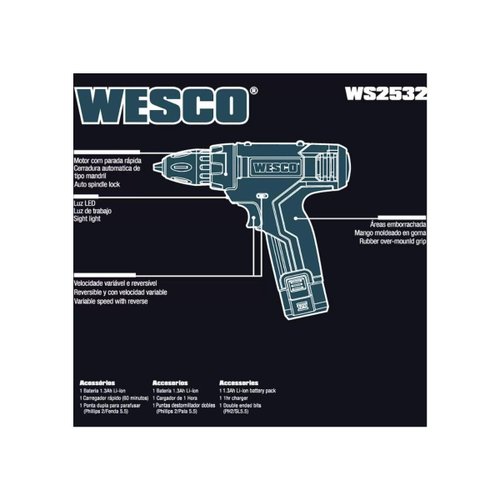 Furadeira de Impacto 12V Mandril 3/8 Wesco WS2532