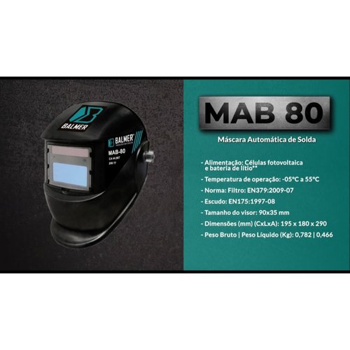 Máscara De Autoescurecimento Para Soldagem Balmer MAB-80