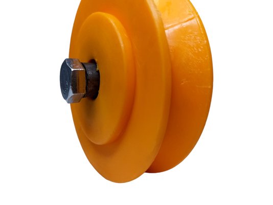 Roldana 4'' Em Nylon Cava V Dupla Com 2 Rolamentos 