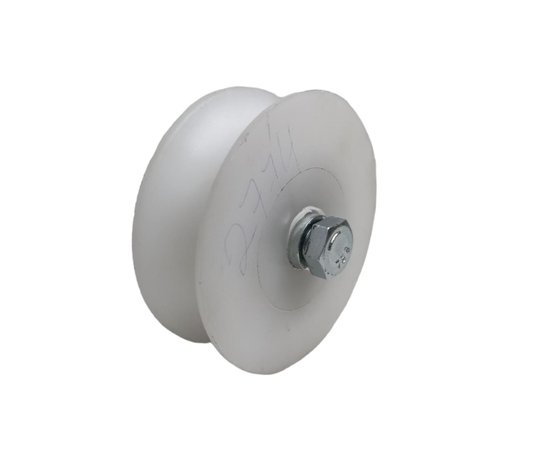 Roldana Boiadeira Em Nylon Branco 3'' Cava U Poleto 
