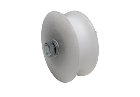 Roldana Boiadeira Em Nylon Branco 3'' Cava U Poleto 