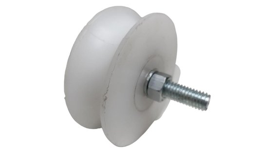 Roldana Boiadeira Em Nylon Branco 3'' Cava U Poleto 