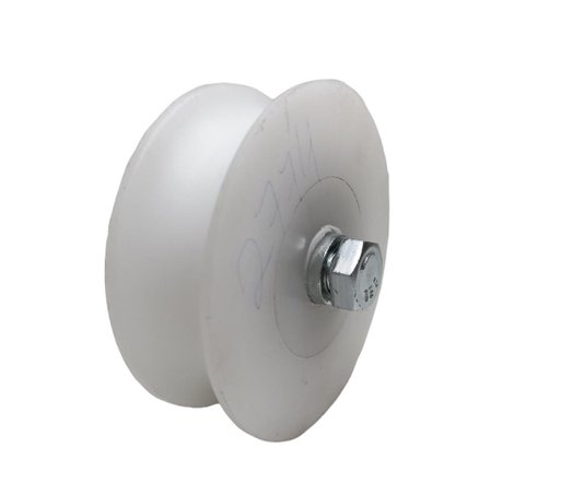 Roldana Boiadeira Em Nylon Branco 3'' Cava U Poleto 