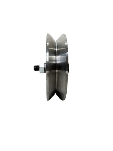 Roldana Aço Dupla 5" Cava 32mm Perfil V 20mm Com Parafuso
