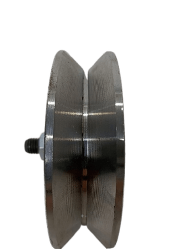 Roldana Aço Dupla 5" Cava 32mm Perfil V 20mm Com Parafuso