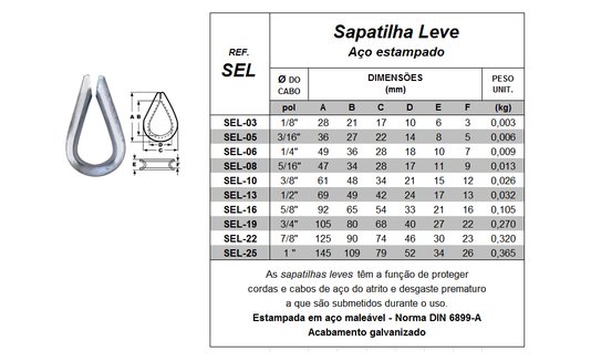 Sapatilha  Leve Galvanizada 3/8''