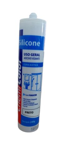 Silicone Acético Uso Geral Preto Chemicolor 240G