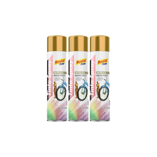 Tinta Spray Metálica Dourado Mundial Prime