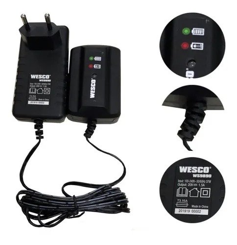 Ws9890 Carregador De Bateria Bivolt 18v Wesco