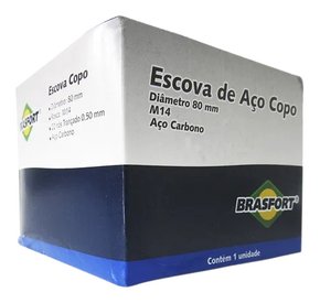 7263 Escova Aço Copo Trançada Diâmetro 80mm Rosca M14 Brasfort
