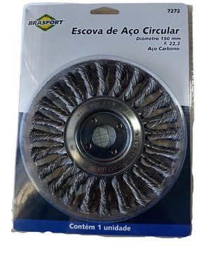 7272 Escova  Aço Circular Trançada Diâmetro 150mm Furo 22,2mm Brasfort