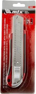 789599 Estilete 25mm Retrátil Reforçado Com Guia De Metal E Corpo Emborrachado Mtx