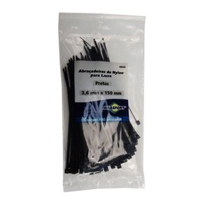 Abraçadeira De Nylon Preta 3,6 X 150 Pacote Com 100Un.